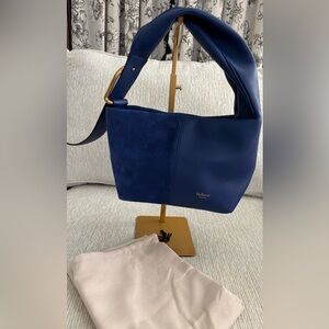 Mulberry Small Retwist Hobo Bag Blue Calf Leather & Suede Gold Hardware